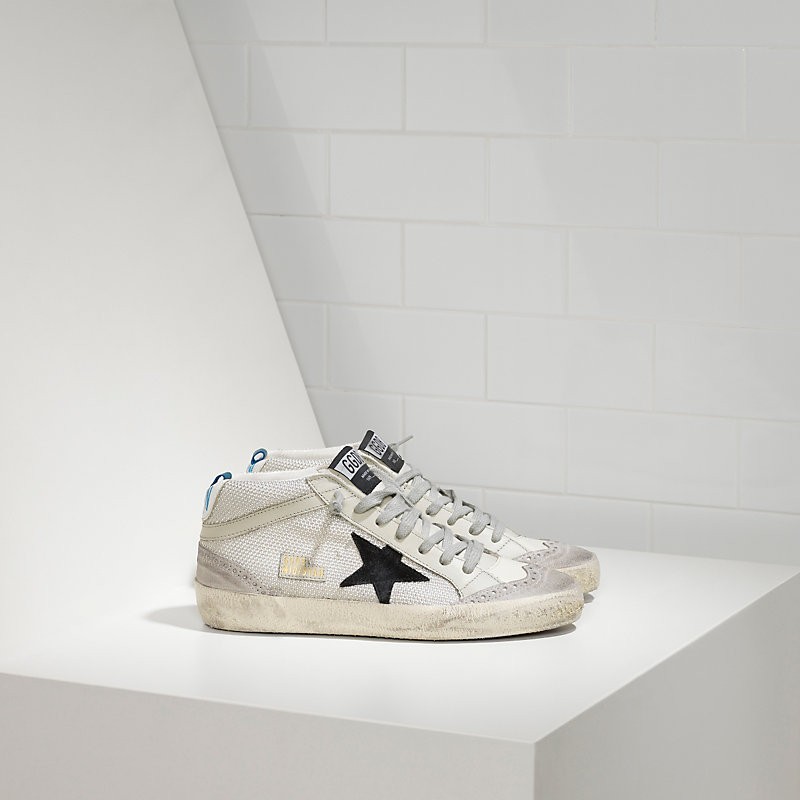 Golden Goose Mid Star Sneakers In Leather With Leather Star Women